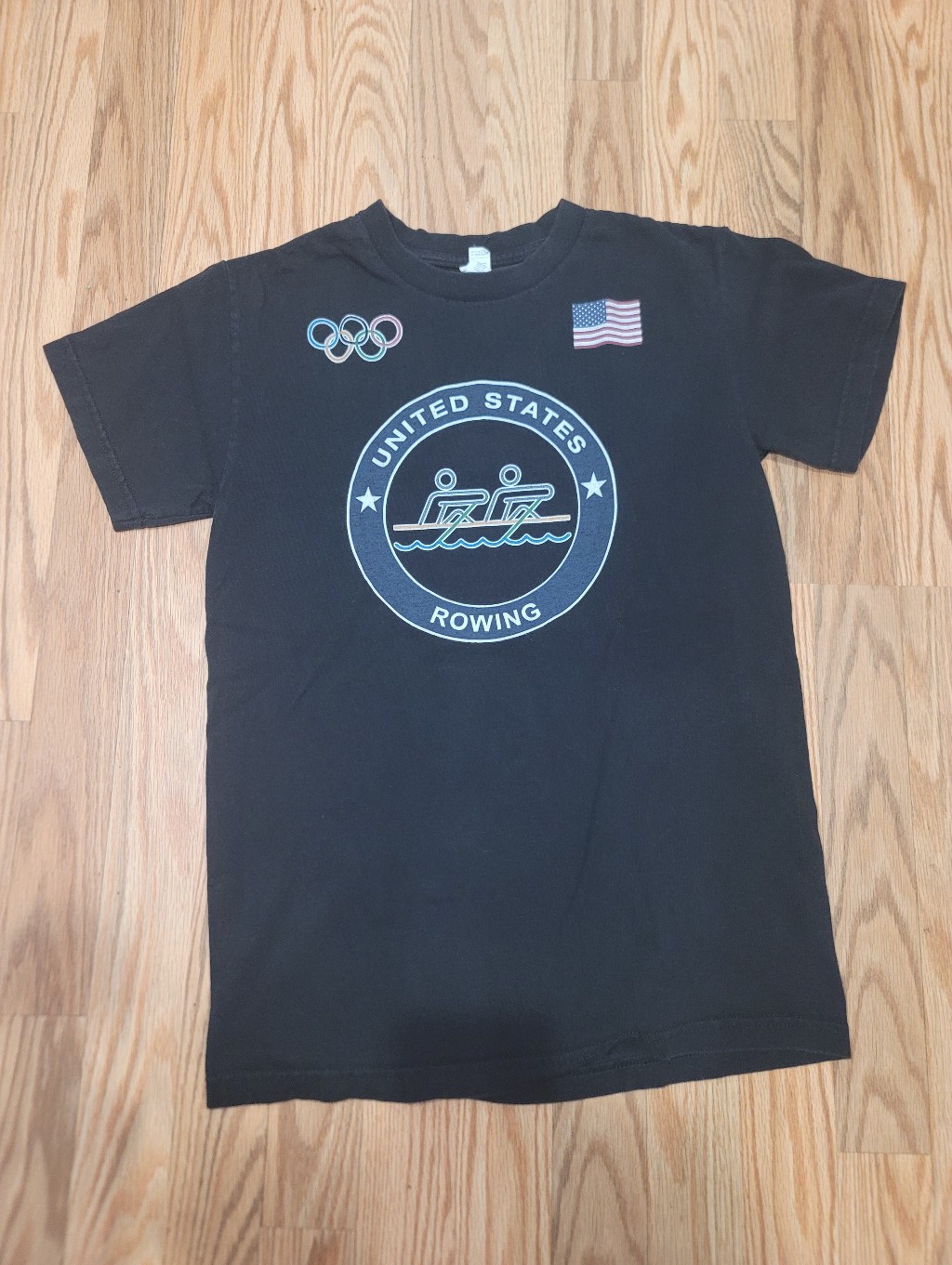 Black United States Rowing Graphic Tee With Olympic Detail